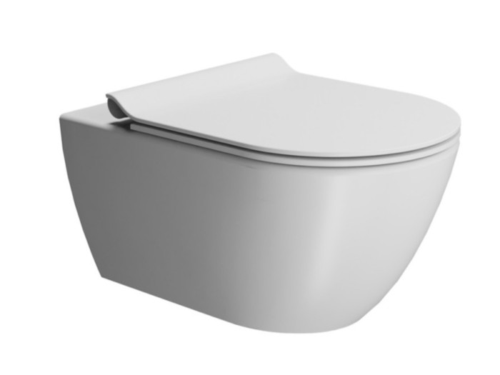 GSI Подвесной унитаз 36х55 см, система слива swirlflush®, белый матовый, без крепежа в комплекте, безободковый, без сиденья, Color-elements - 881509