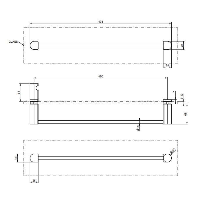 Gessi Полотенцедержатель 45 см, Rilievo, 59564#031 цвет: хром