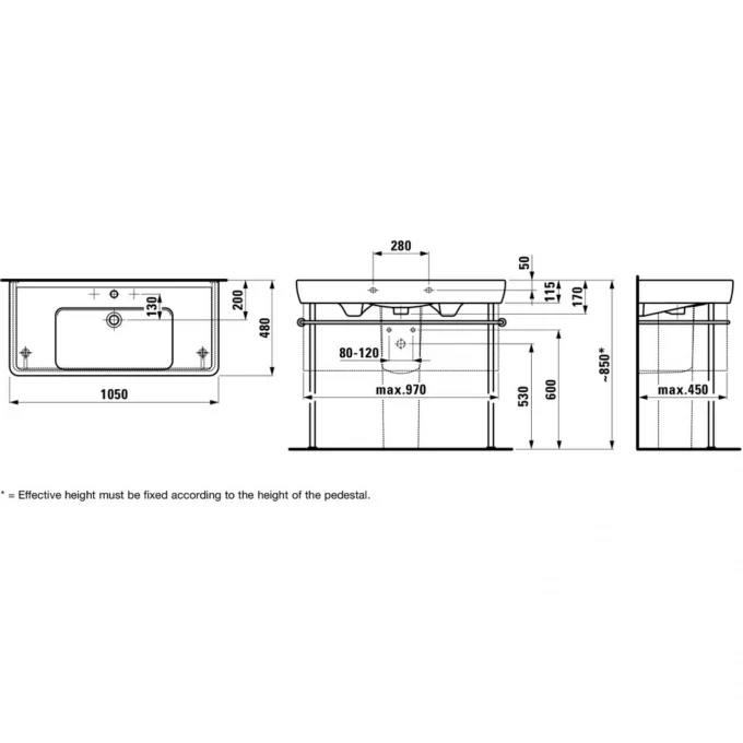 LAUFEN раковина подвесная 105x48, PRO A - 8.1395.8.000.104.1
