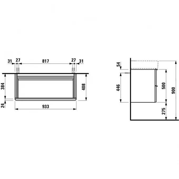 LAUFEN шкафчик под раковину 93,5х41, SPACE - 4.1020.2.160.101.1