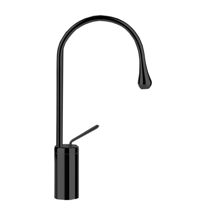 Gessi Смеситель для раковины на 1 отверстие, высокий, излив 174мм R=90, с фиксированным носиком, Goccia, 33805#299 цвет: черный