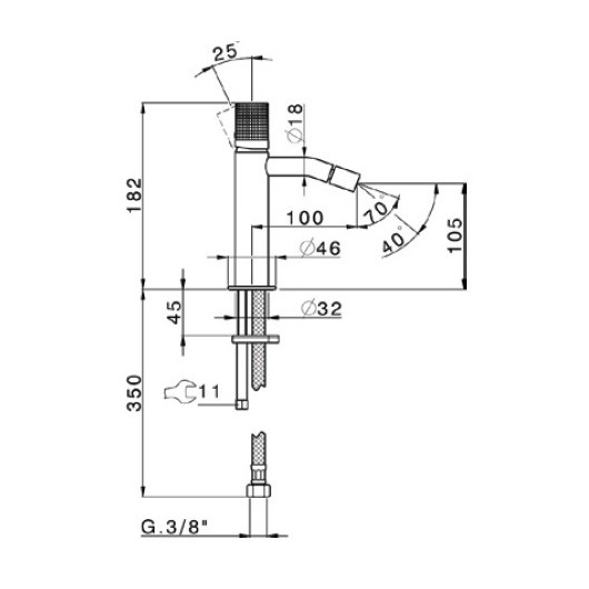 Смеситель для биде, однорычажный, на 1 отверстие без донного клапана, Cisal X32, нержавеющая сталь арт. X1000564D1