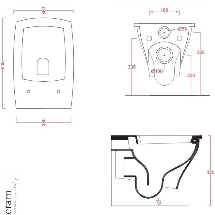 ArtCeram унитаз подвесной, buv001 01 00 blues цвет: белый глянцевый