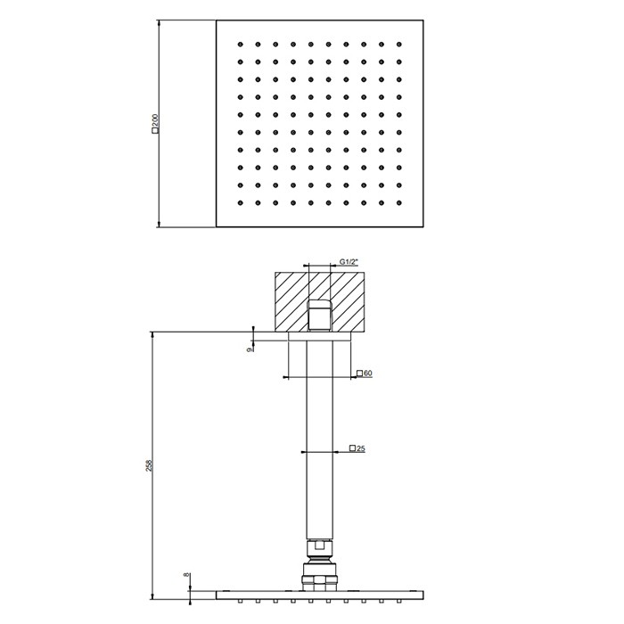Gessi Верхний душ, потолочная, поворотная с шарниром, с защитой от известкового налёта, Emporio shower, 47374#031 цвет: хром