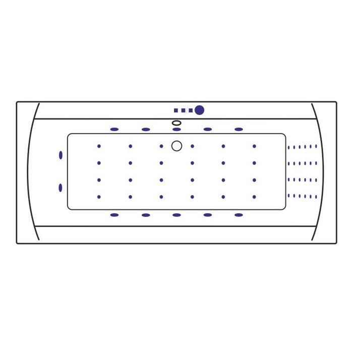 Встраиваемая ванна lux 180x80 nano, Excellent Aquaria, хром арт. WAEX.AQU18.NANO.CR