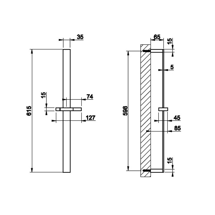 Gessi Душевая штанга без душевого комплекта, Rettangolo, 20144#031 цвет: хром