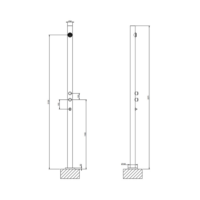 Gessi Внешние части для уличной душевой стойки на 2 выход, Origini, 63210#239 цвет: steel brushed
