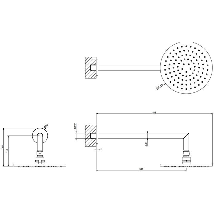 Gessi Верхний душ, подвесной, поворотная, с защитой от известкового налёта, Emporio shower, 47284#149 цвет: finox brushed nickel