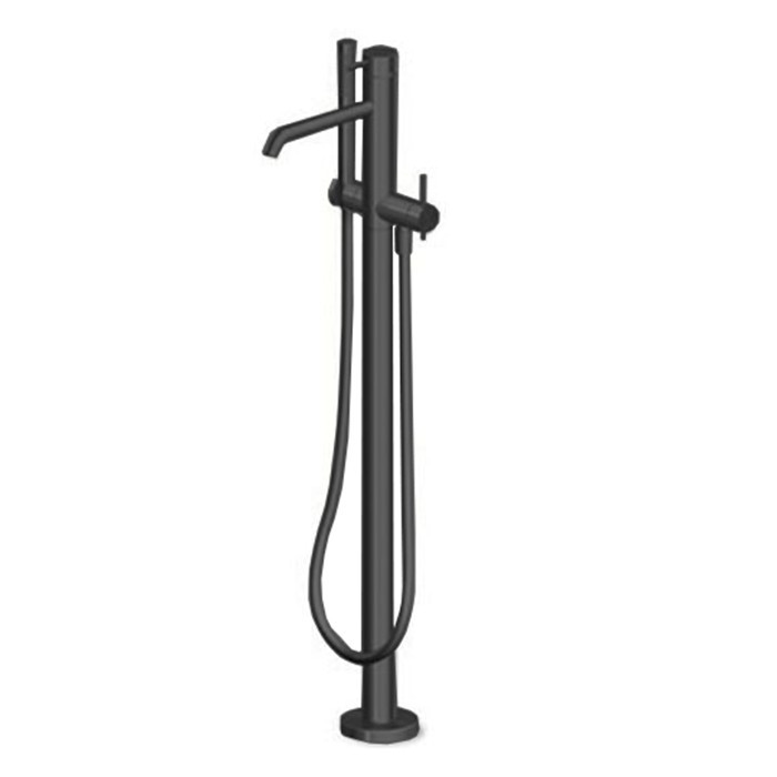 Zucchetti смеситель для ванны, напольный, с ручным душем, helm, brushed total black pvd арт. zhe730.xp81