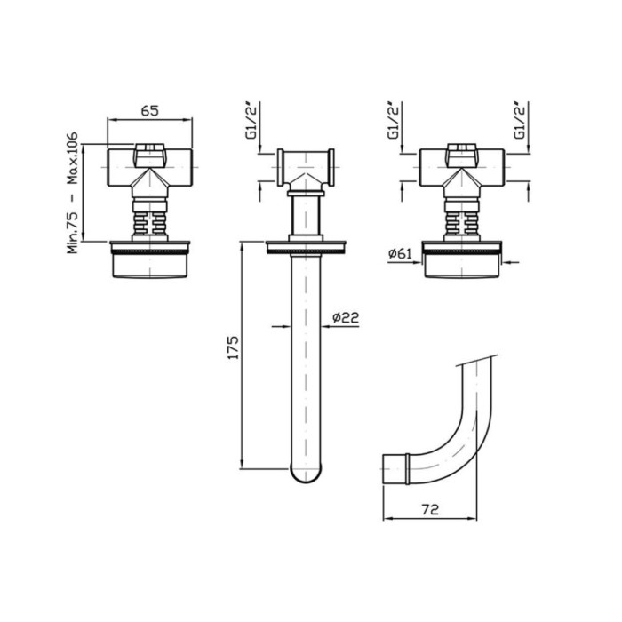 Zucchetti смеситель для раковины на 3 отверстия с декорированным фланцем, излив 175 мм, savoir, хром арт. r99500 zsa671.c-