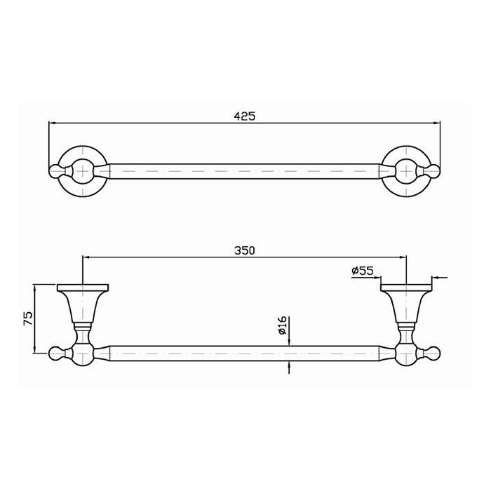 Zucchetti полотенцедержатель, 35см., подвесной, agora classic, хром арт. zad420