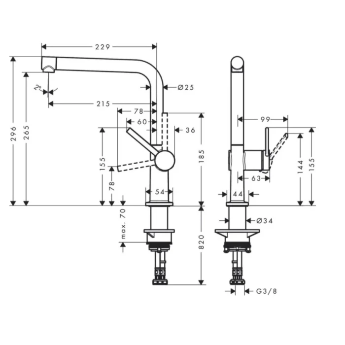 Hansgrohe смеситель для кухни, Talis M54, нержавеющая сталь арт. 72840800