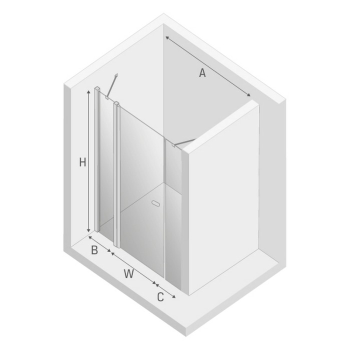 Дверь в нишу plus 140x195, New trendy New soleo chrome, хром арт. D-0174A