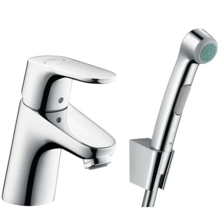 Hansgrohe смеситель для раковины с гигиеническим душем, без донного клапана, Focus E2, хром арт. 31926000