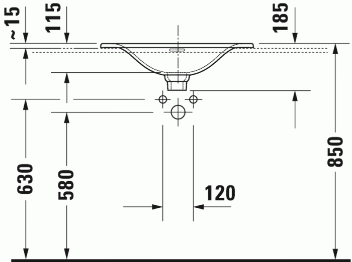 Duravit раковина встраиваемая сверху 60х45см, viu, 0385600000 цвет: белый