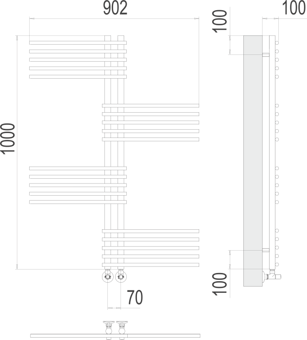 Terminus водяной полотенцесушитель европа п20 70х1000, люкс арт. 4670078530615