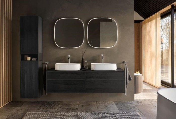 Duravit шкаф-пенал высокий 2 дверцы 360 мм х 400 мм х 1900 мм, zencha, ze1353l16840000 цвет: чёрный дуб/белый суперматовый