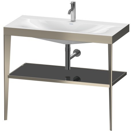 Duravit напольная консоль xviu/c-bonded 1000 мм х 850 мм, с умывальником viu, xviu, xv4716ob140 цвет: матовое шампанское/чёрный глянцевый лак