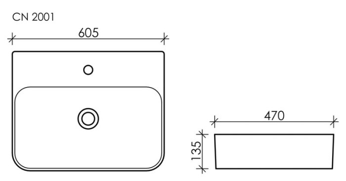 Ceramicanova раковина подвесная aura, cn2001 цвет: белый