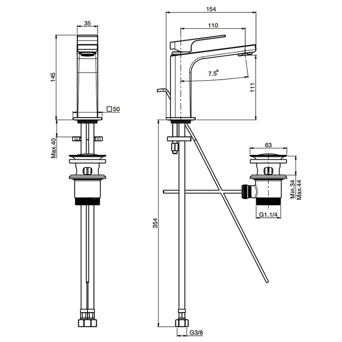 Fima Carlo Frattini смеситель для раковины, на 1 отв., высокий h19.5см., fit, черный арт. f3381ns.1.es