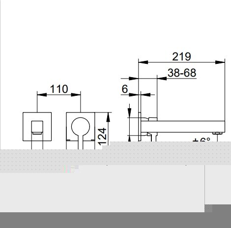 Keuco смеситель для раковины однорычажный square 219 мм, встраиваемый, edition 90 square, хром арт. 59116 010200