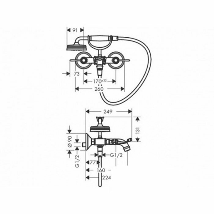 AXOR смеситель для ванны, Montreux, золото арт. 16551990
