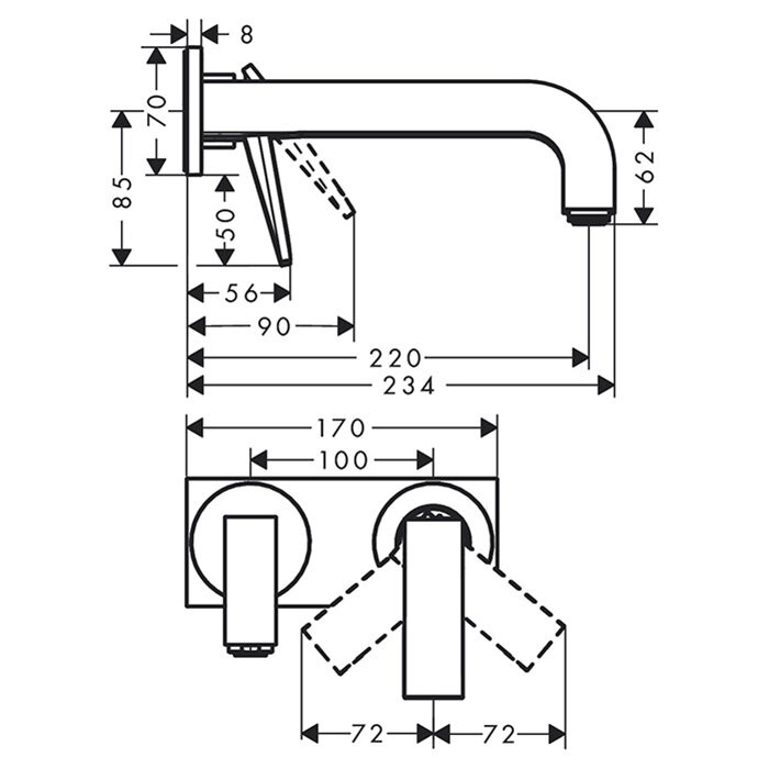 AXOR смеситель для раковины, настенный, Citterio, черный арт. 39119340