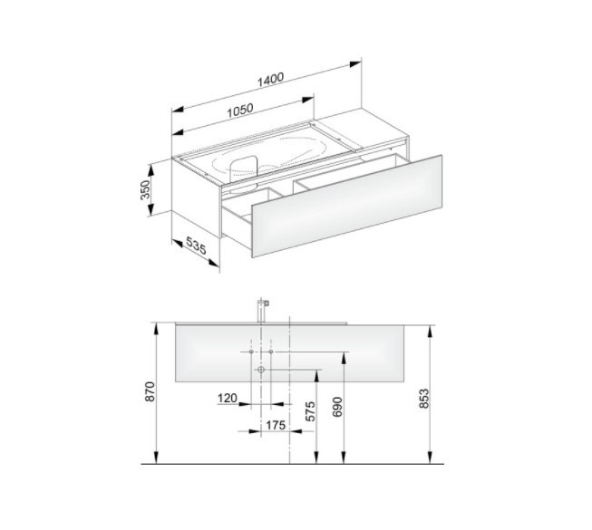Keuco тумба подвесная под раковину слева с одним выдвижным фронтом, с внутренней светодиодной подсветкой, edition 11, антрацит арт. 31163 390100