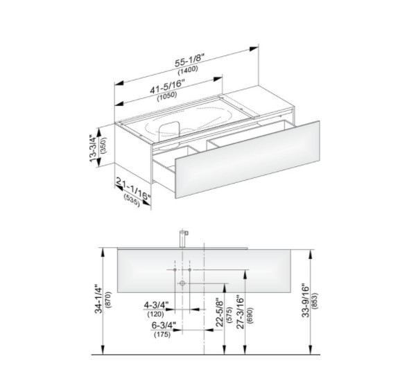 Keuco тумба подвесная под раковину слева с одним выдвижным фронтом, с внутренней светодиодной подсветкой, edition 11, антрацит арт. 31163 390100