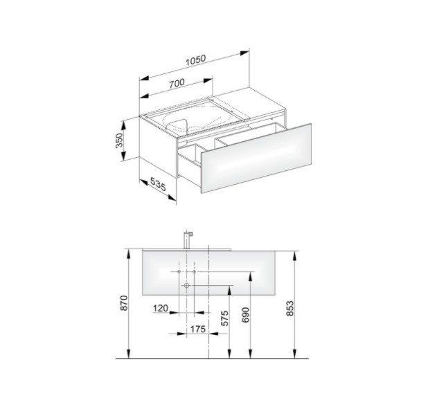 Keuco тумба подвесная под раковину слева edition 1050 мм х 350 мм, с одним выдвижным фронтом со светодиодной подсветкой, edition 11, антрацит арт. 31153 390100