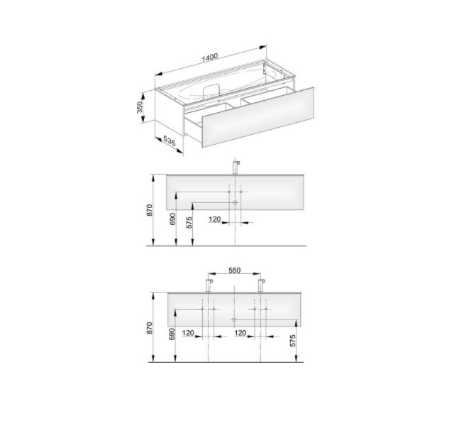 Keuco тумба подвесная под раковину с одним выдвижным фронтом, с внутренней светодиодной подсветкой, edition 11, белый арт. 31361 380100
