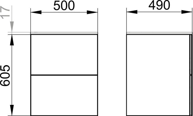 Keuco тумба подвесная под раковину 490 мм х 500 мм, c 2 выдвижными ящиками, антрацит/антрацит, plan, трюфель арт. 32943 140000