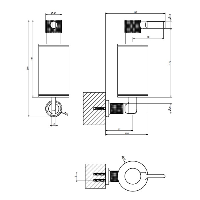 Gessi Дозатор для жидкого мыла, настенный, Inciso, 58514#246 цвет: золото/черный