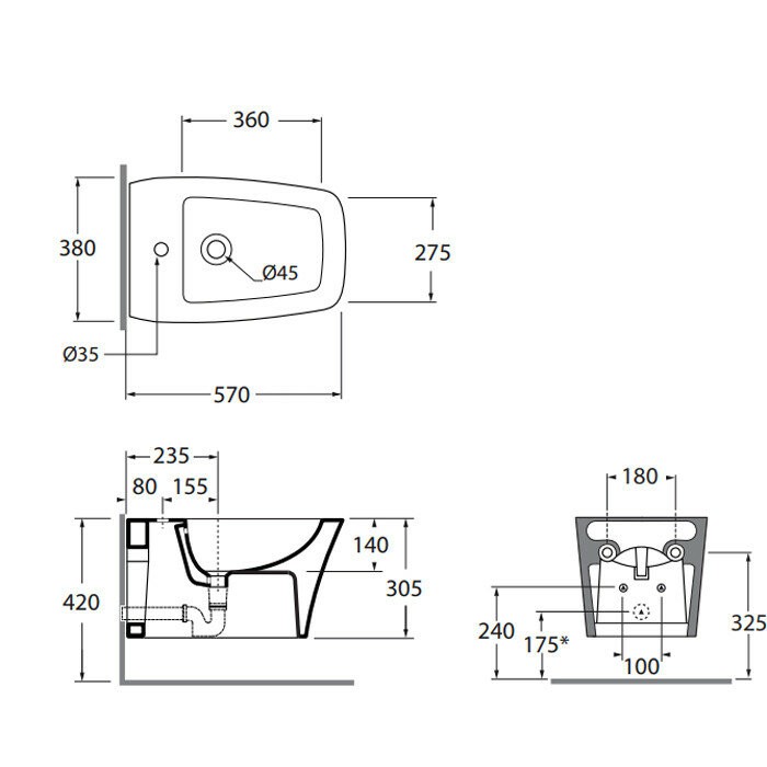 Azzurra Биде 38x57 Hera, HEBKS000000MBI*1 цвет: белый