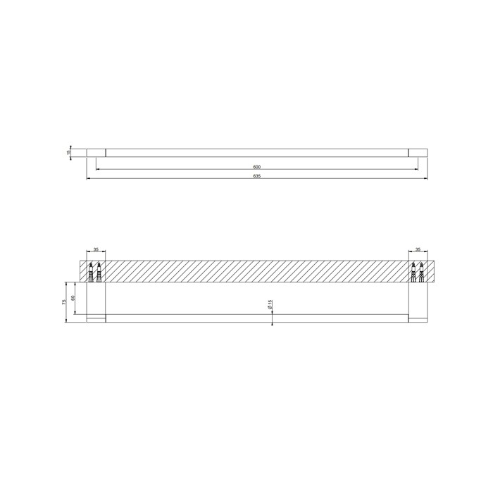 Gessi Полотенцедержатель, 60 см, подвесной, Origini, 66504#707 цвет: black metal brushed pvd