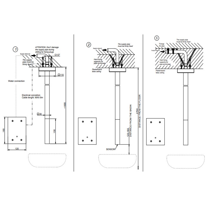 Gessi Смеситель для раковины, потолочный, электронный, с кран-фильтром для регулировки температуры и напора воды, Rettangolo, 20024#031 цвет: хром