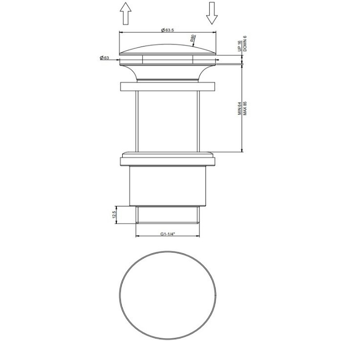 Gessi Автоматический донный клапан “Stop&Go” для раковины без перелива, хром - 01423#031