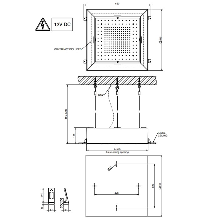 Gessi Душивая система 50x50см, потолочная, режимы: тропический ливень, хромотерап, с пультом д/у, Afilo, 57501#279 цвет: белый