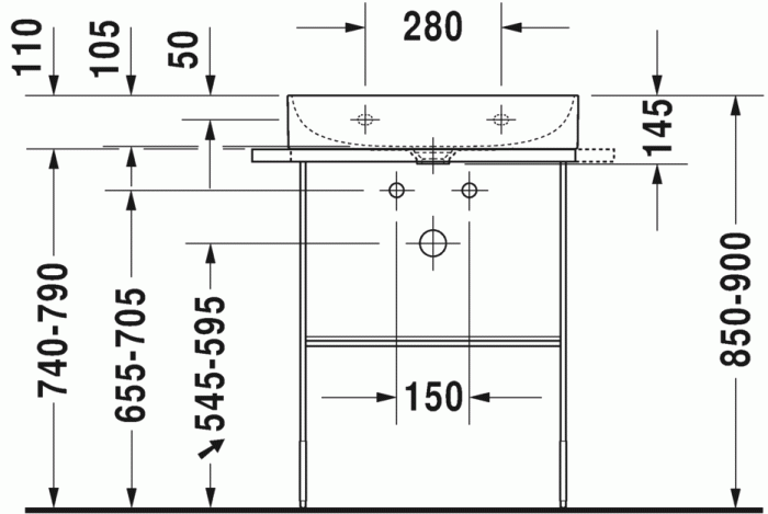 Duravit раковина подвесная с одним отверстием под смеситель, без перелива, durasquare, 23536000411 цвет: белый