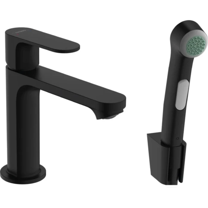 Hansgrohe смеситель для раковины без донного клапана с гигиеническим душем, Rebris S, черный арт. 72215670