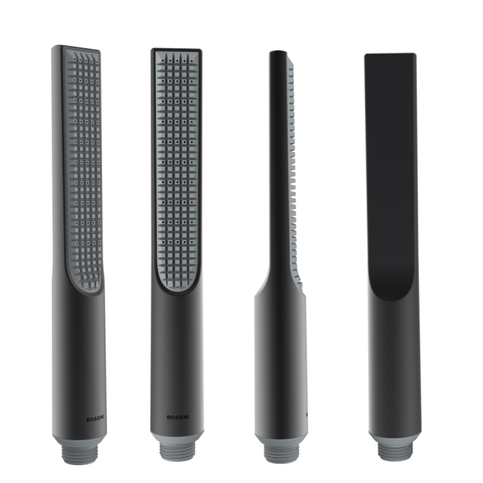 Bossini душевая колонна с однорычажным смесителем, верхним душем, ручным душем-палочкой, держателем и шлангом, apice, черный арт. l10508.073