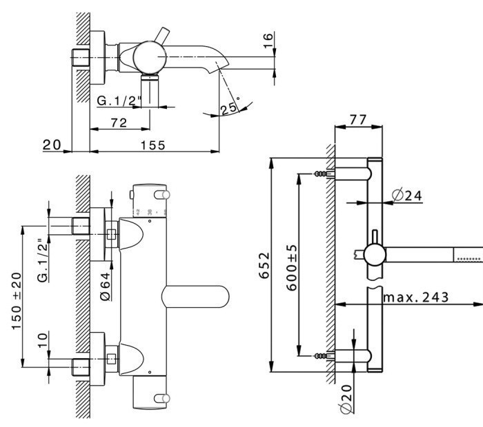 Cisal термостат для ванны lns2301640 less new cisal, цвет: чёрный матовый