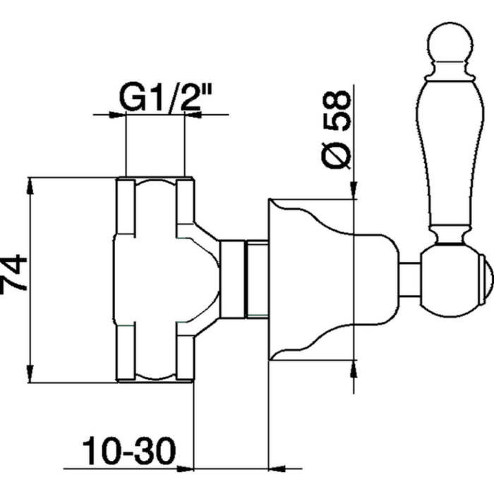 Cisal запорный вентиль 1/2" на горячую воду ts00031221 arcana toscana, цвет: хром