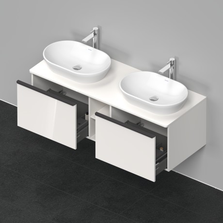 Duravit тумба подвесная под две раковины 1400 мм х 550 мм и открытой полкой, d-neo, de4950b2222 цвет: белый глянцевый