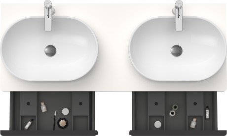 Duravit тумба подвесная под две раковины 1400 мм х 550 мм и открытой полкой, d-neo, de4950b2222 цвет: белый глянцевый