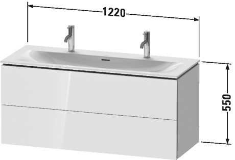 Duravit тумба подвесная под раковину, l-cube, lc630902222 цвет: белый глянцевый