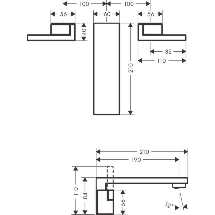 AXOR смеситель для раковины, Edge, полированный черный хром арт. 46060330
