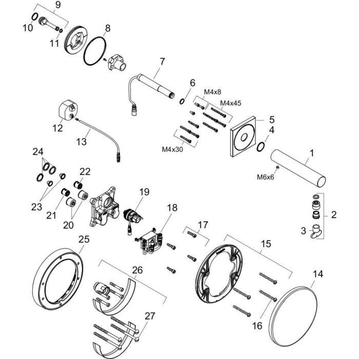 AXOR электронный смеситель для раковины настенный, Uno, полированный черный хром арт. 45110330