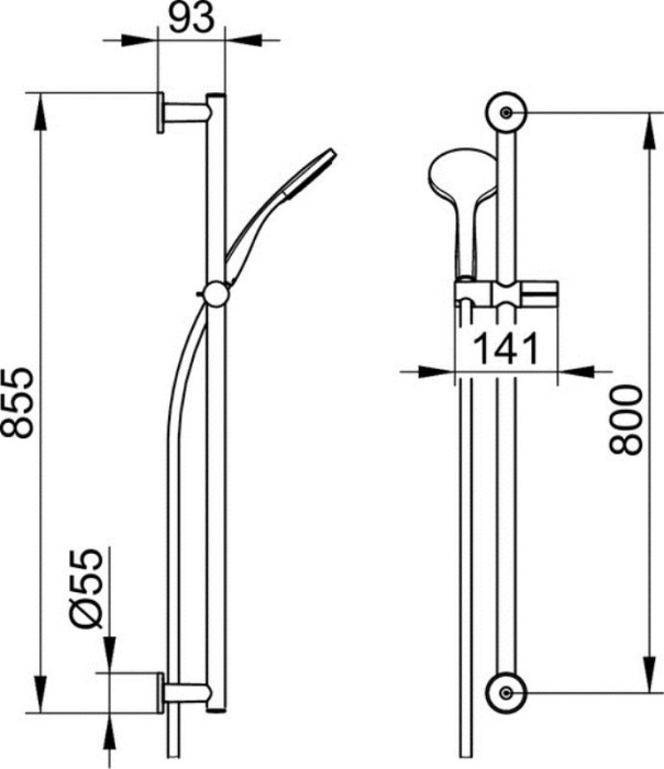 Keuco душевой набор со штангой 85 см, ixmo, хром арт. 59587 010921