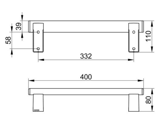 Keuco поручень для горизонтального или вертикального монтажа 400 мм, axess, хром арт. 35001 010400